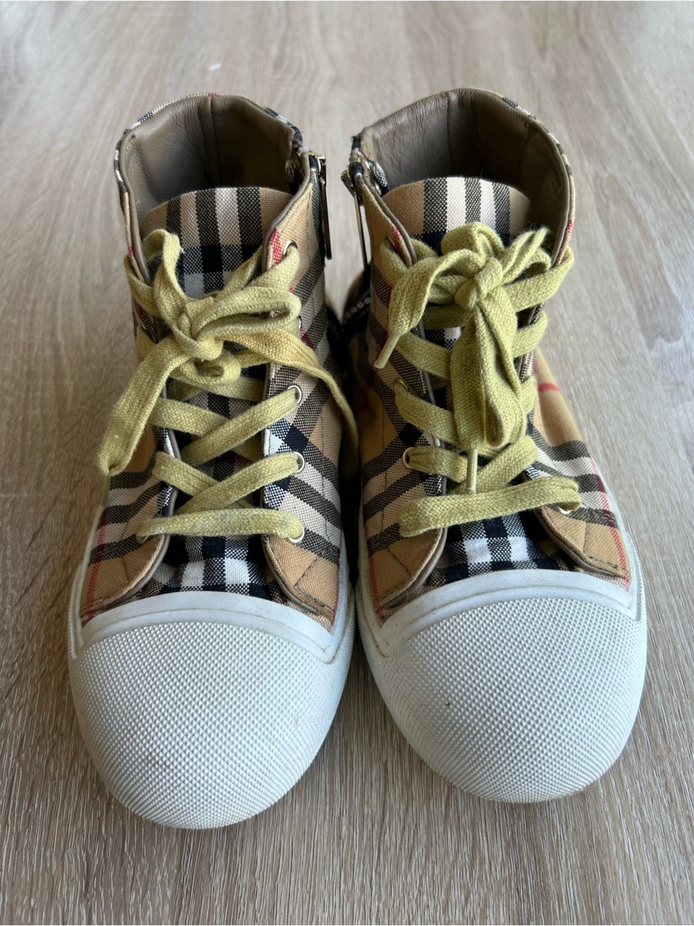 Burberry Kids Hightop Checkered Canvas Sneakers